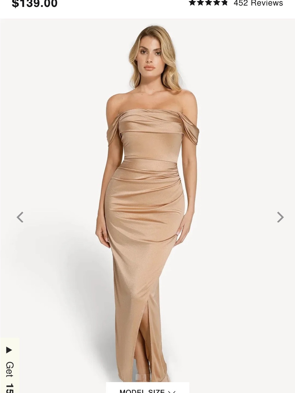 Popilush Shapewear Off Shoulder Shine Ruched Sculpting Maxi Dress